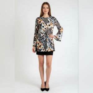 NWOT Animal Print Bell Sleeve Tunic/Mini Dress Size S/M/6